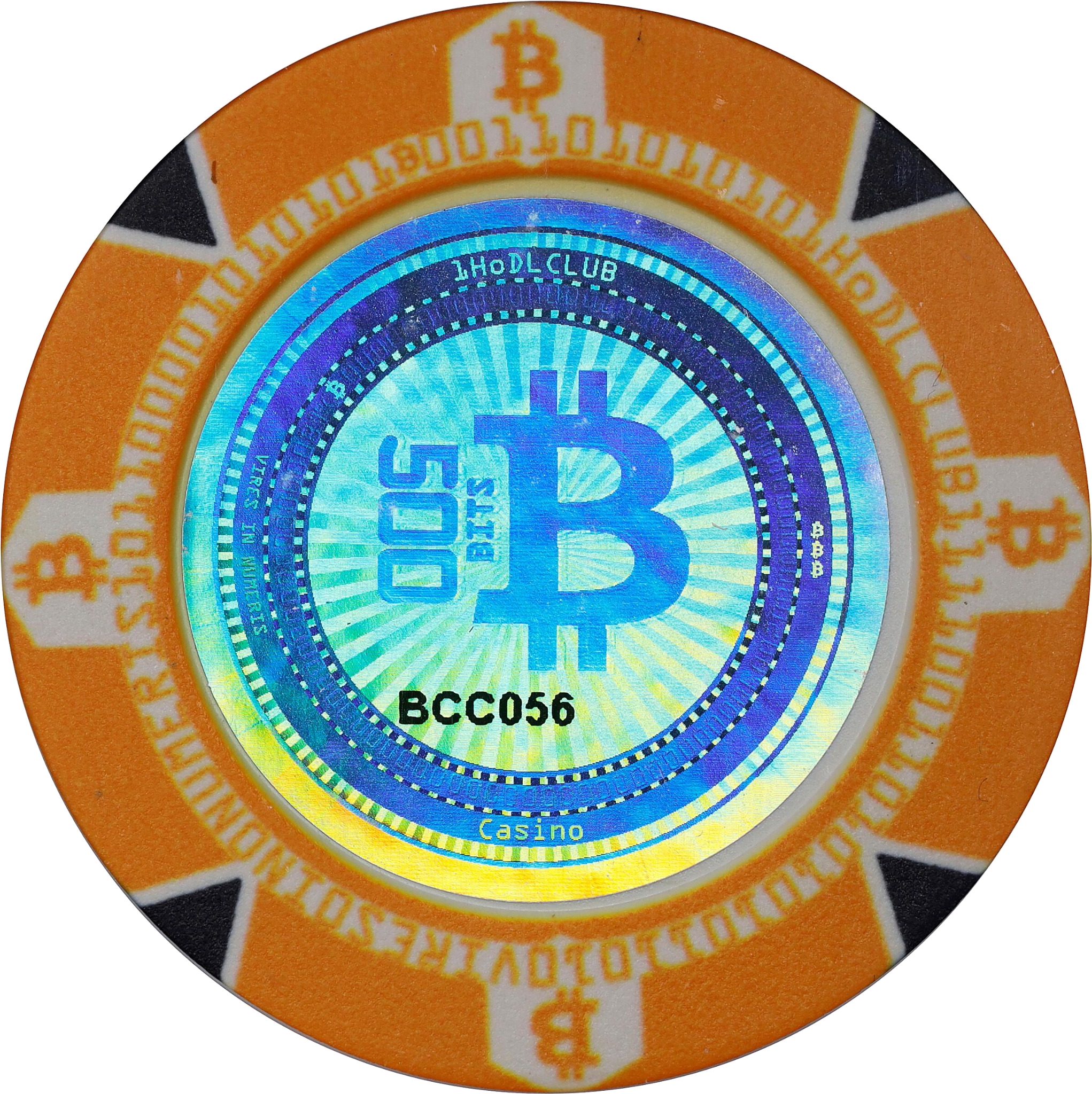 Bitcoin Casino Clay Poker Chips front