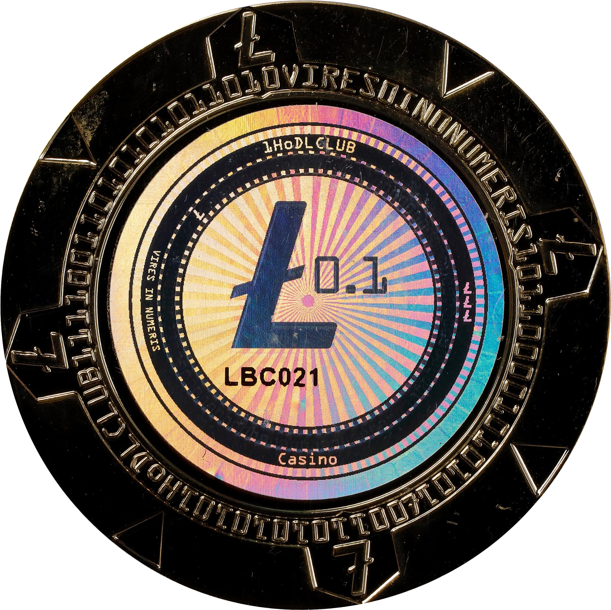 Litecoin Casino Brass Poker Chips front