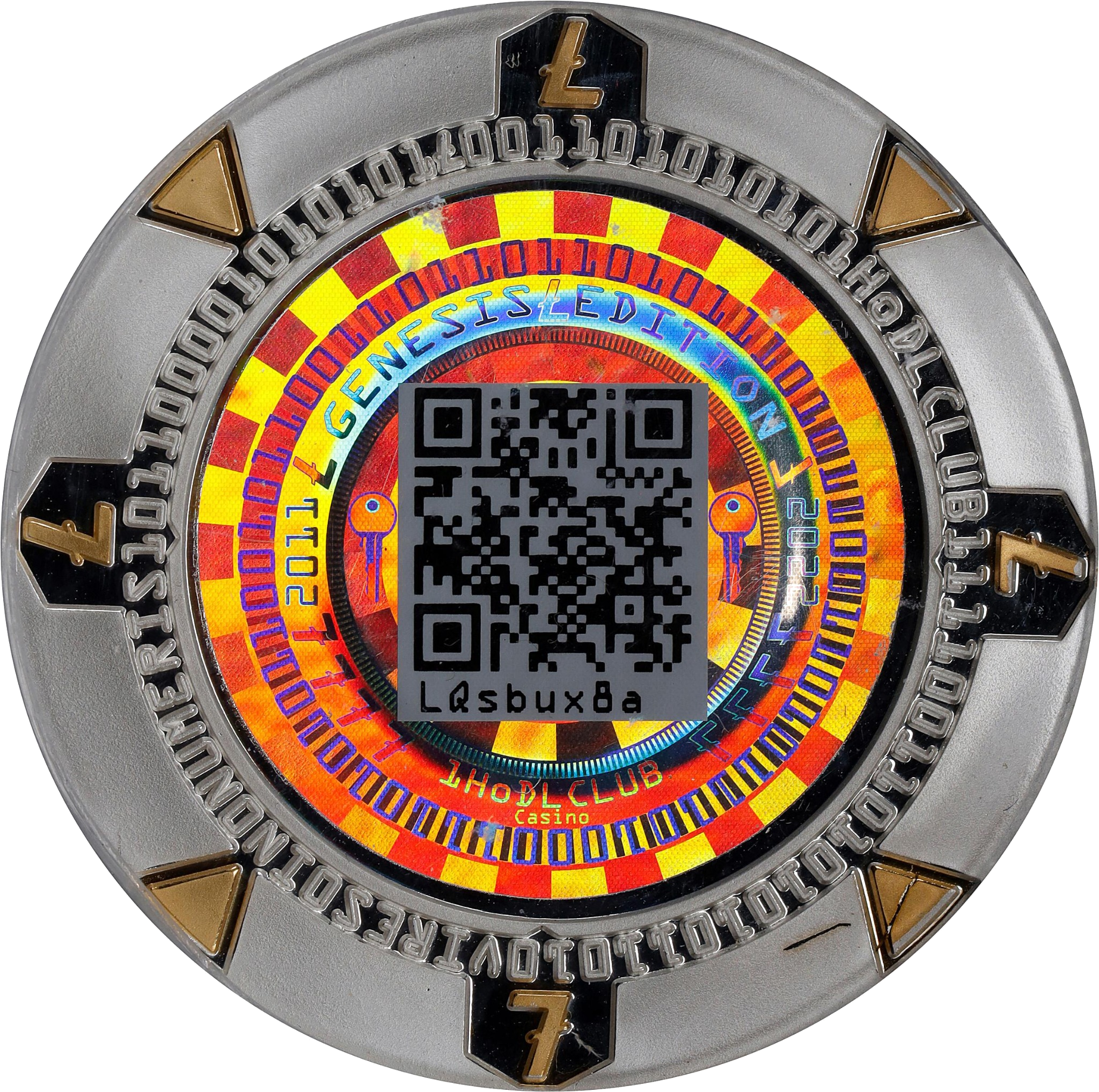 1 LTC Fine Silver 999.9 Poker Chip — Original Release back
