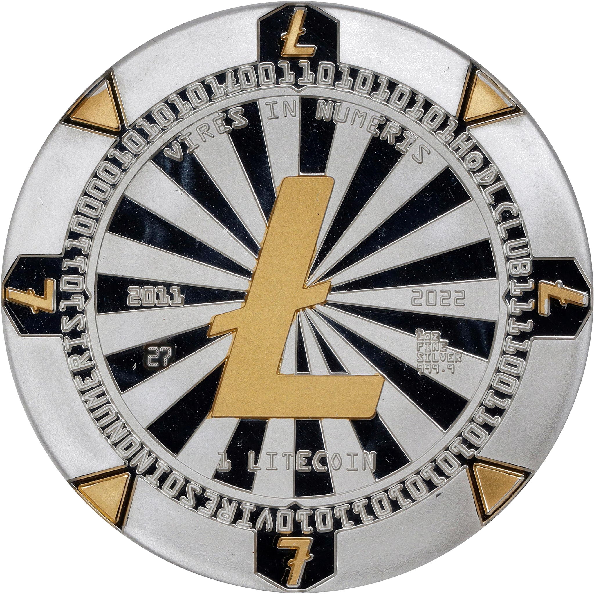 1oz Litecoin Casino Silver Poker Chips front