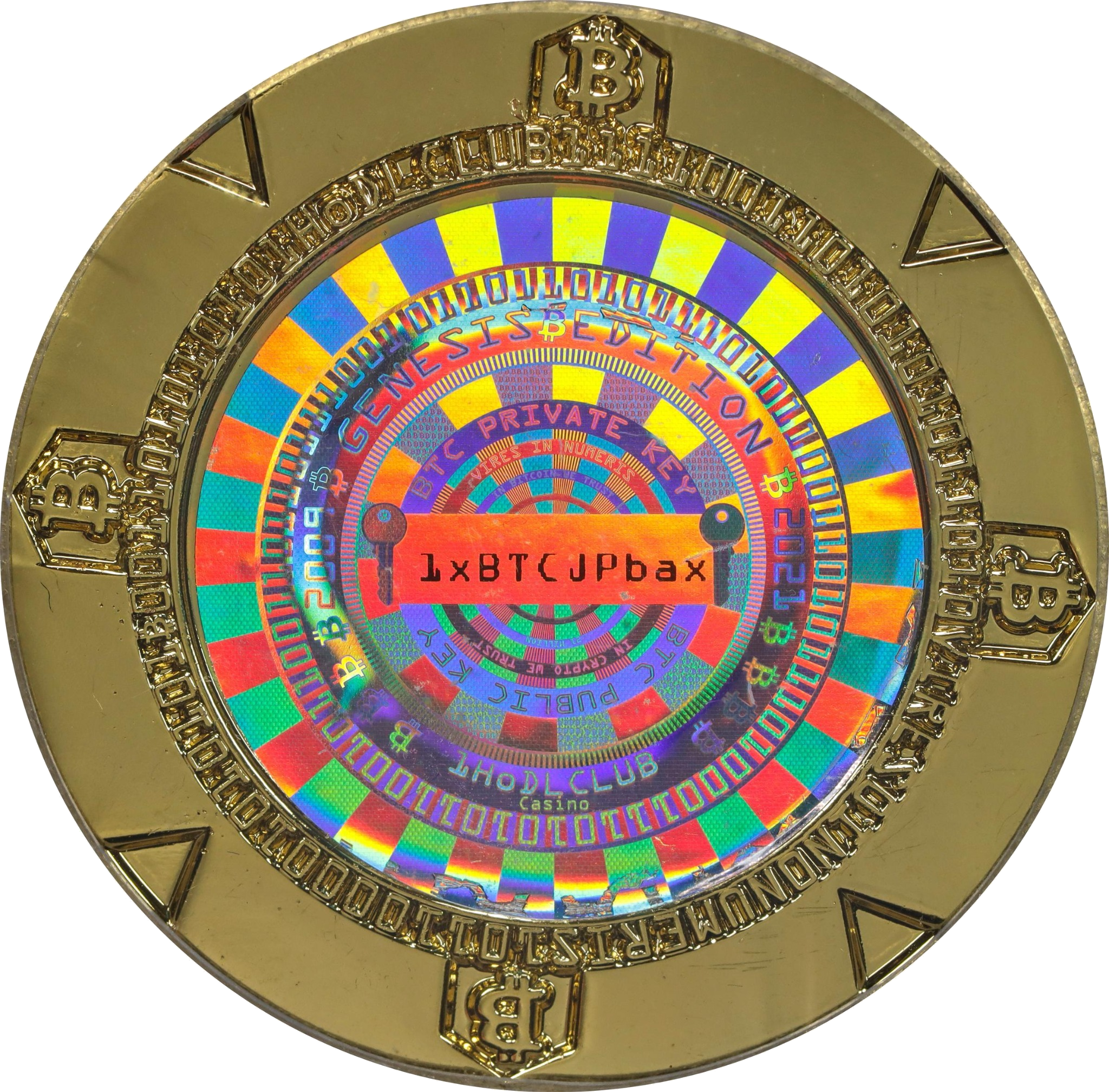 Bitcoin Casino Brass Poker Chips back