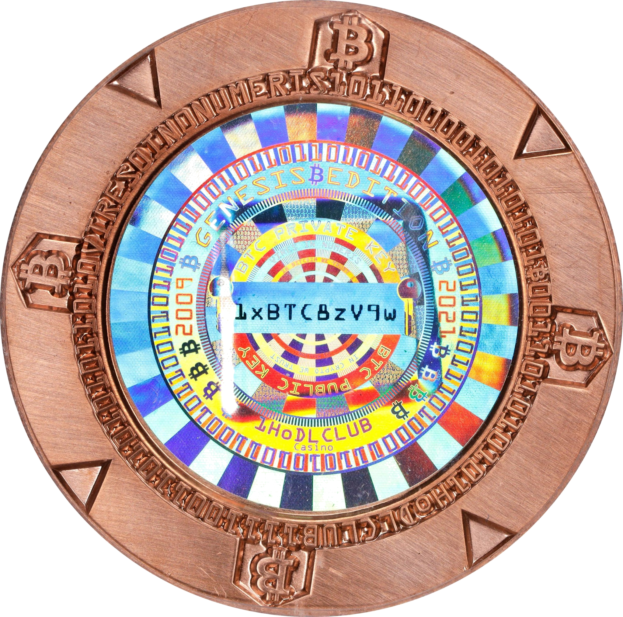 Bitcoin Casino Copper Poker Chips back