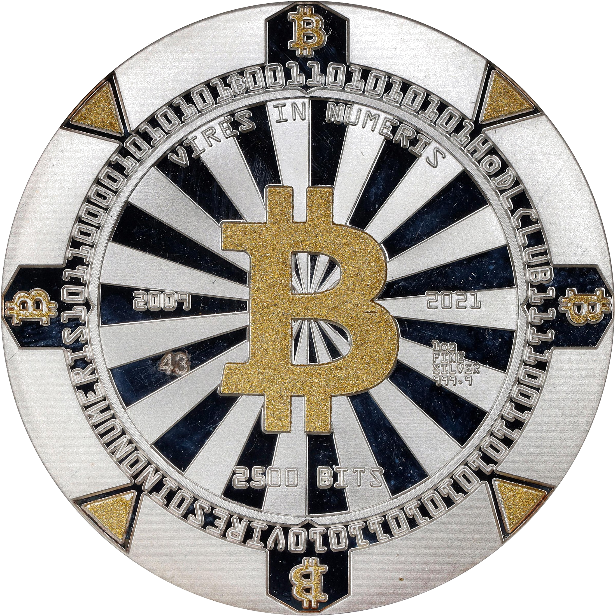 1oz Bitcoin Casino Silver Poker Chips front