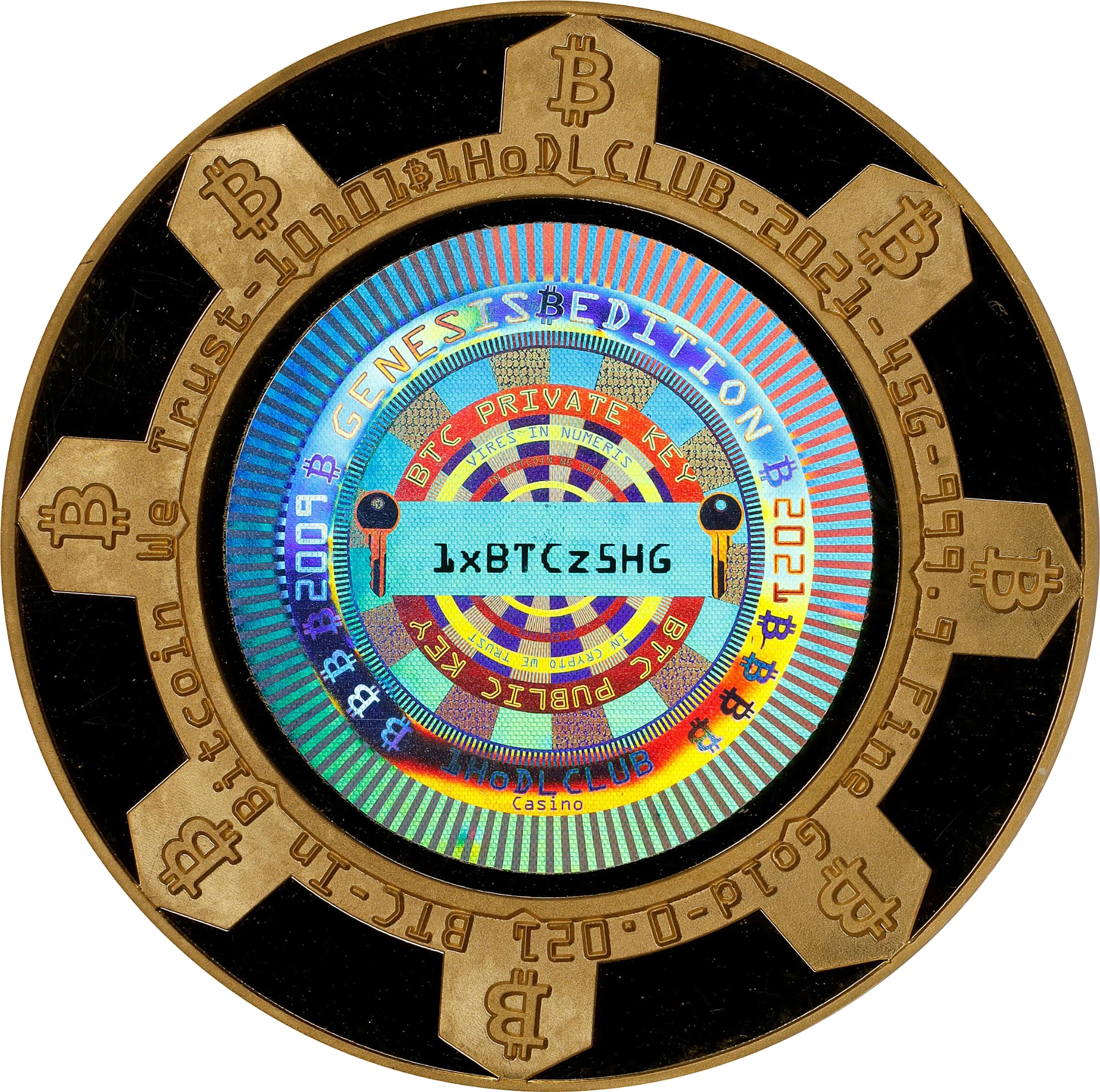 45g Bitcoin Casino Gold Poker Chips back