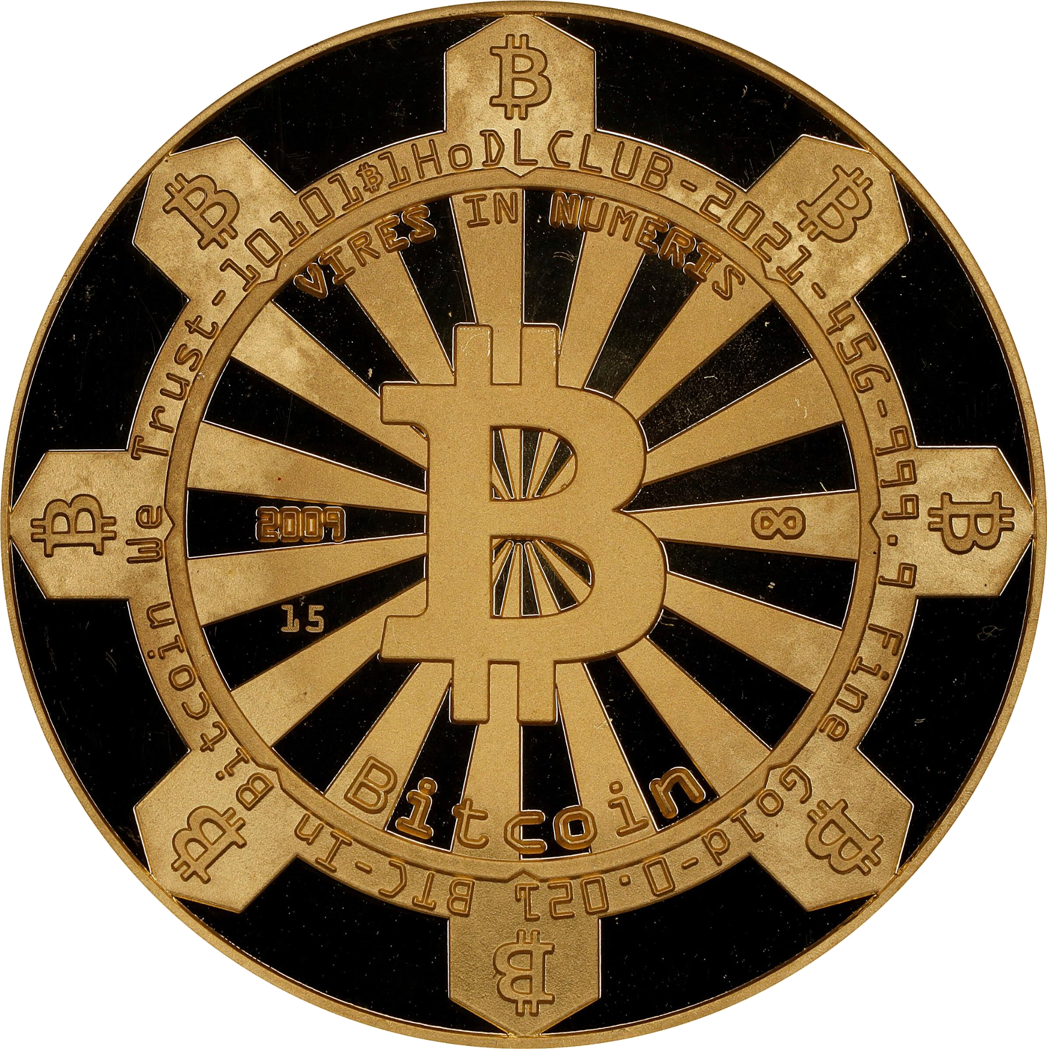 45g Bitcoin Casino Gold Poker Chips front