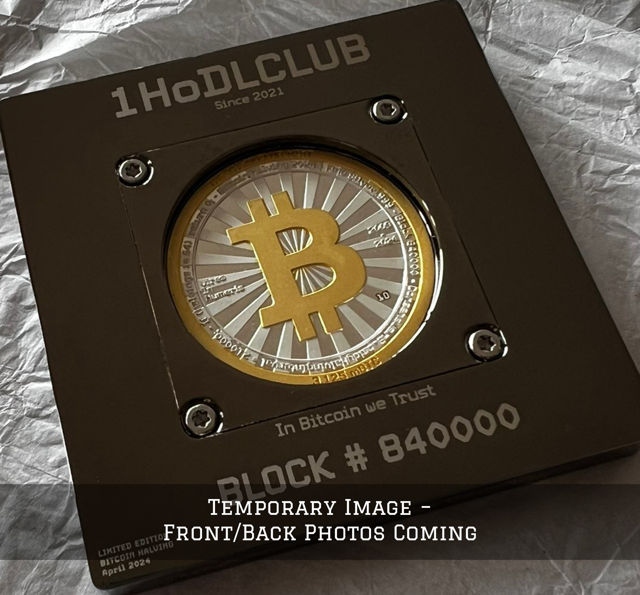 3.125mBTC Bitcoin Block Black Finish front