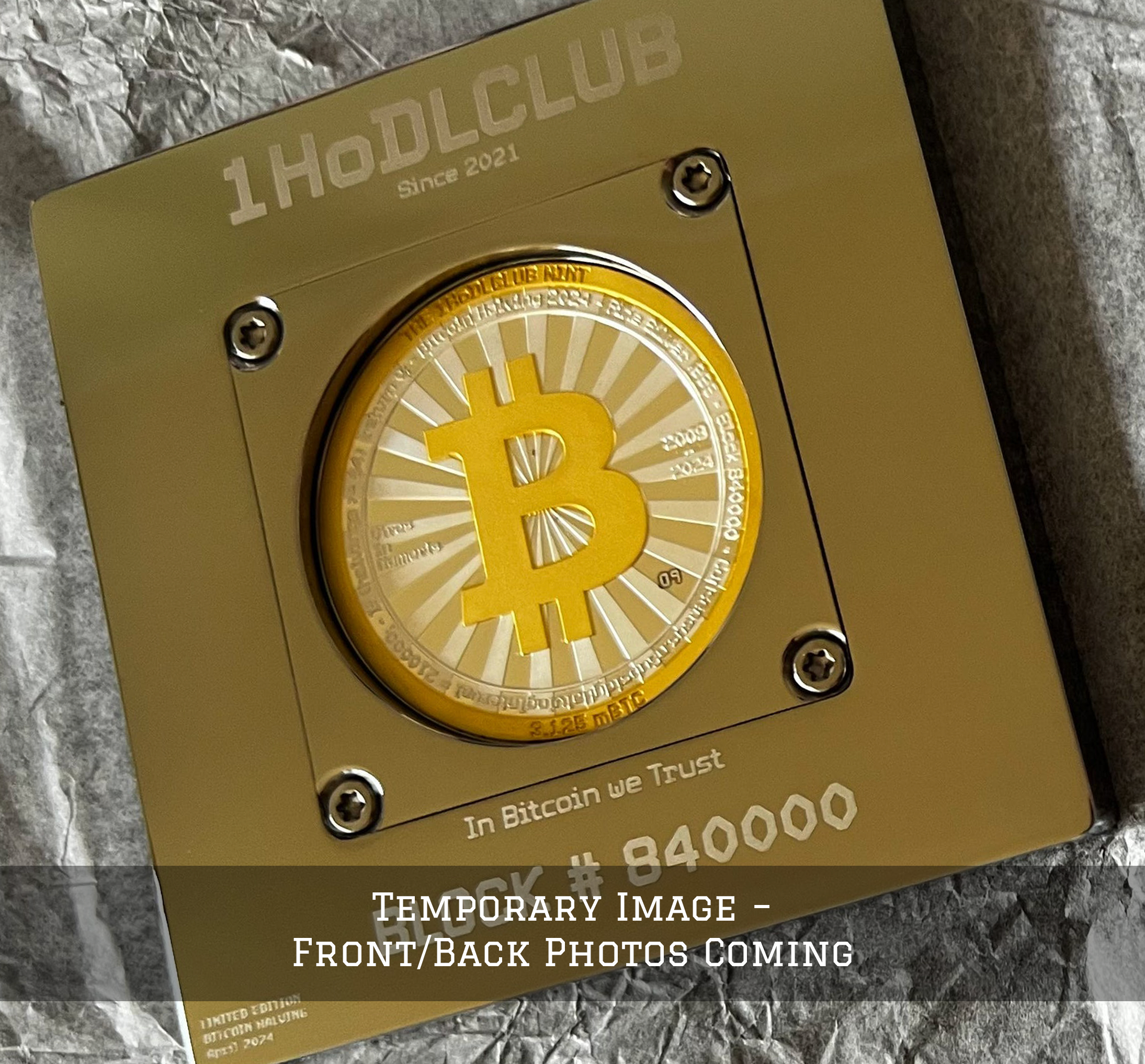 3.125mBTC Bitcoin Block Silver Finish front